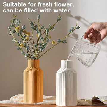 White ceramic vase for kitchen, bedroom, office, living room, bathroom, shelf center dining table decoration