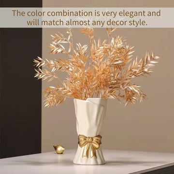 Bow vase, white vase for home décor, white ceramic vase for bohemian style