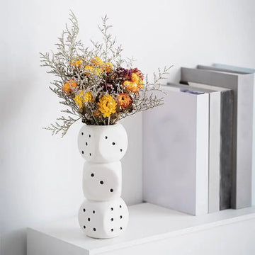 Unique Flower Vase Ceramic Dice Decor For Dried Flowers Decorative Vase For Flowers Dried Flowers Fireplace Room Decor Bedroom