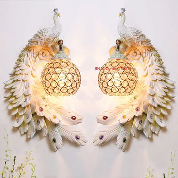 Retro Golden Color Peacock Wall Lamp For Living Room Bedroom Headboard Restaurant Bar Wall Decorative Lightsnot Included Bulb