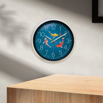 1pc Chinese wind carp swimming design wall clock, home mute clock, living room, bedroom, study decoration