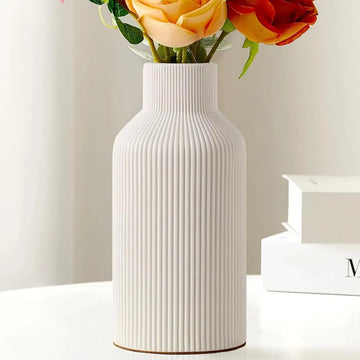 White ceramic vase for kitchen, bedroom, office, living room, bathroom, shelf center dining table decoration