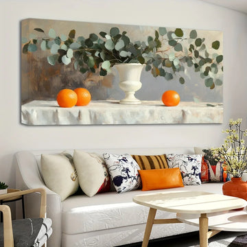 1.5 "thick pine solid wood frame - vintage fruit vases and bowls, kitchen canvas wall art printing, home kitchen wall decor