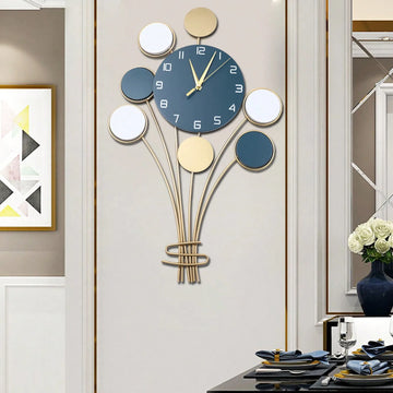 Large Wall Clock Without Drilling Battery Operated Silent, Hot Air Balloon Decor, Simple Clock