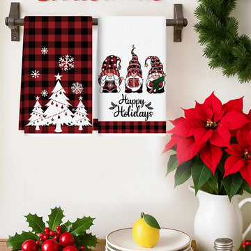 2pcs Christmas Kitchen Towels Merry Christmas Party Decoration 2025 Xmas Santa Claus Dish Towel Navidad Natal New Year Gift 2026