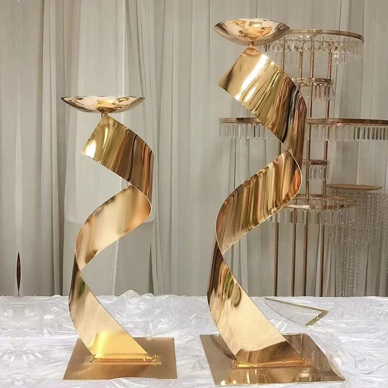 5 PCS  Gold Flower Road Lead  Wedding Table Centerpieces Event Party Vases Home Hotel Decoration