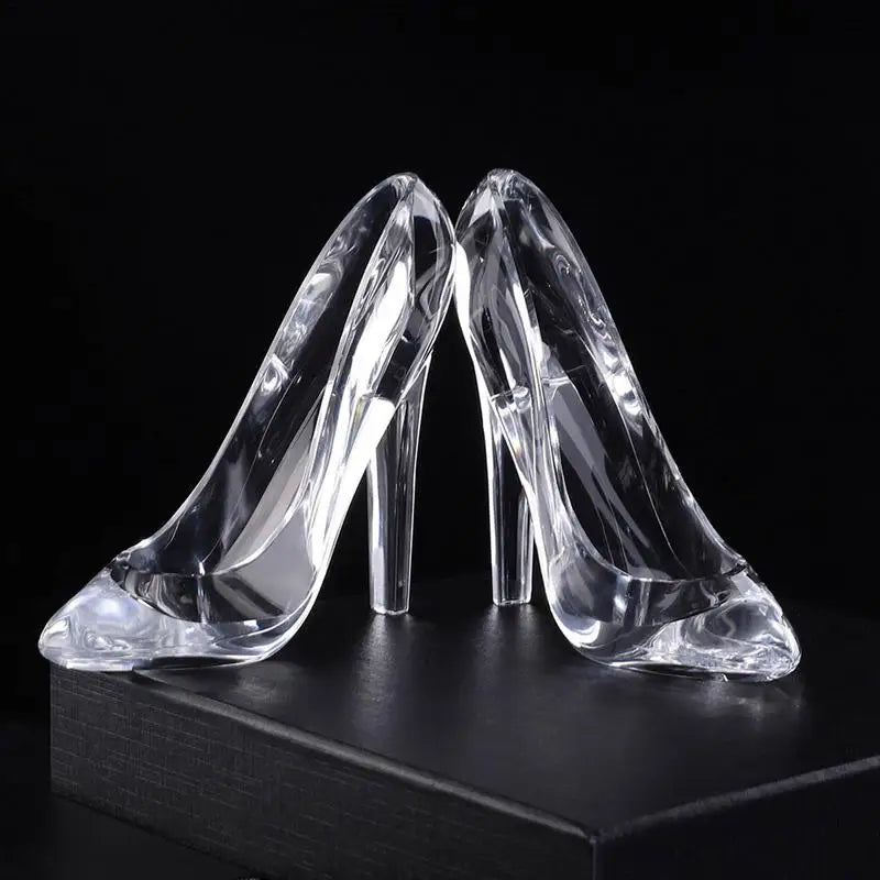 Crystal Glass High Heels Wedding Shoes Statue Decoration Transparent Acrylic High Heel Statue Decorative for Girls Women