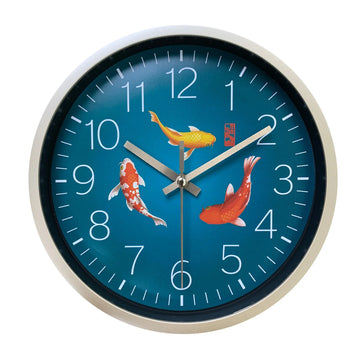 1pc Chinese wind carp swimming design wall clock, home mute clock, living room, bedroom, study decoration