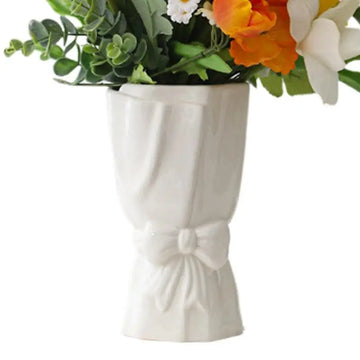 Bowknot Ceramic Vase Ceramic Decorative Branches Vase Creative Desktop Flower Bow Vase Decoration Bouquet Vase For Bookshelf