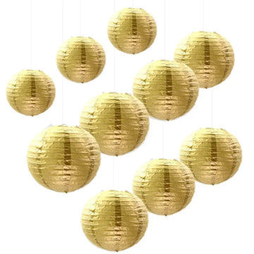 30Pcs/Lot 4-12inch Gold Chinese Paper Lantern DIY Round Ball Lampion Hanging For Wedding Birthday Party Baby Shower Decoration
