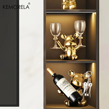 Creative Wine Rack With Bottle Opener Ceramic Cartoon Ornaments Home Ornaments Cute Storage Rack Home Kitchen Bar Decoration