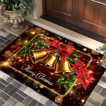 Christmas Tree Santa Elk Doormat Festive Entry Mat Anti Slip Bathroom Carpet for Holiday Home Decor