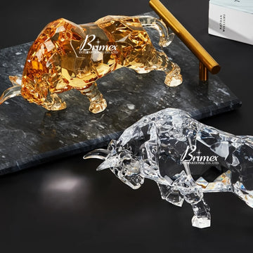 Elegant Crystal Bull Statue - Acrylic Sculpture for Home & Office décor