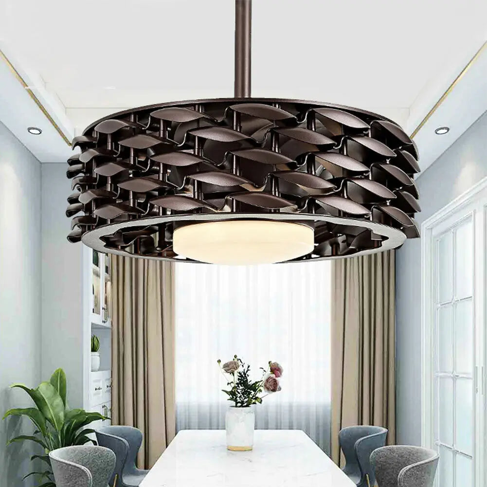 Bladeless Ceiling Fan 22" LED Light 3 speed Chandelier Remote Control 110V SALE