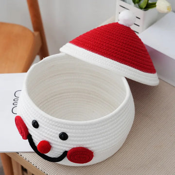 Christmas Large Snowman Egg Creative Storage Basket Cotton Woven Covered Desktop Storage Basket Dust-proof Cartoon