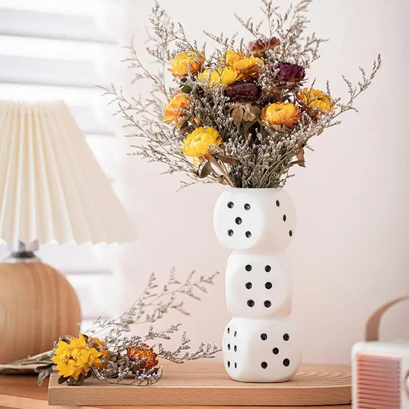 Unique Flower Vase Ceramic Dice Decor For Dried Flowers Decorative Vase For Flowers Dried Flowers Fireplace Room Decor Bedroom