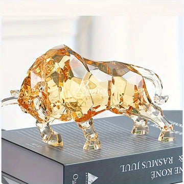 Elegant Crystal Bull Statue - Acrylic Sculpture for Home & Office décor