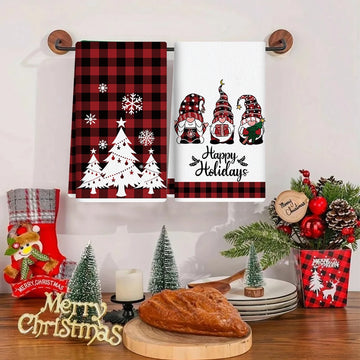 2pcs Christmas Kitchen Towels Merry Christmas Party Decoration 2025 Xmas Santa Claus Dish Towel Navidad Natal New Year Gift 2026