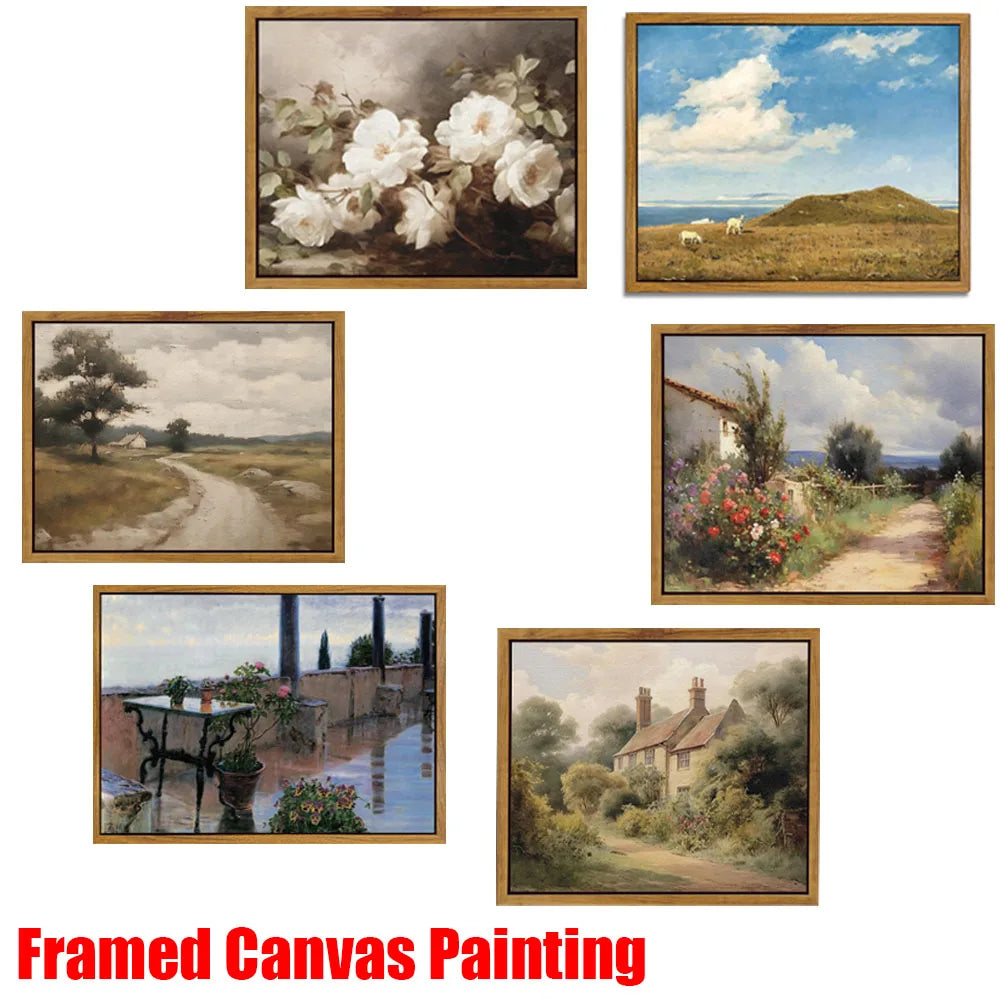 Landscape Oil Painting Framed Canvas Painting Living Room Wall Decor Landscape Mural Picture Bedroom Mural Framed