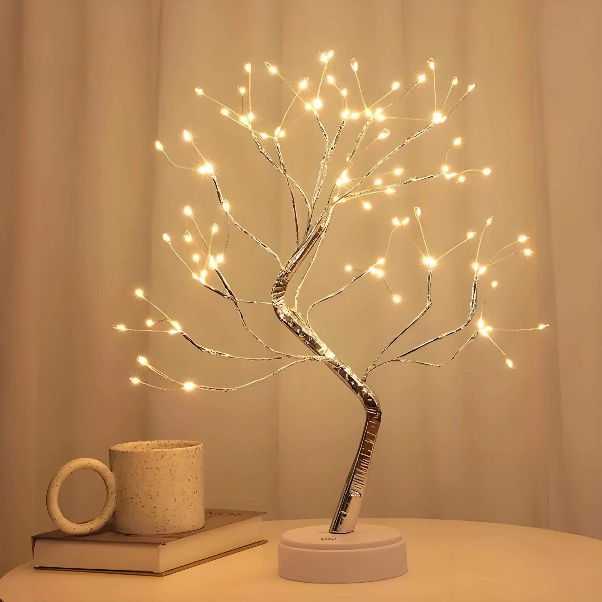 Desktop bonsai lamp lamp LED desktop night light iron tree silver branch pearl gold leaf star Christmas tree